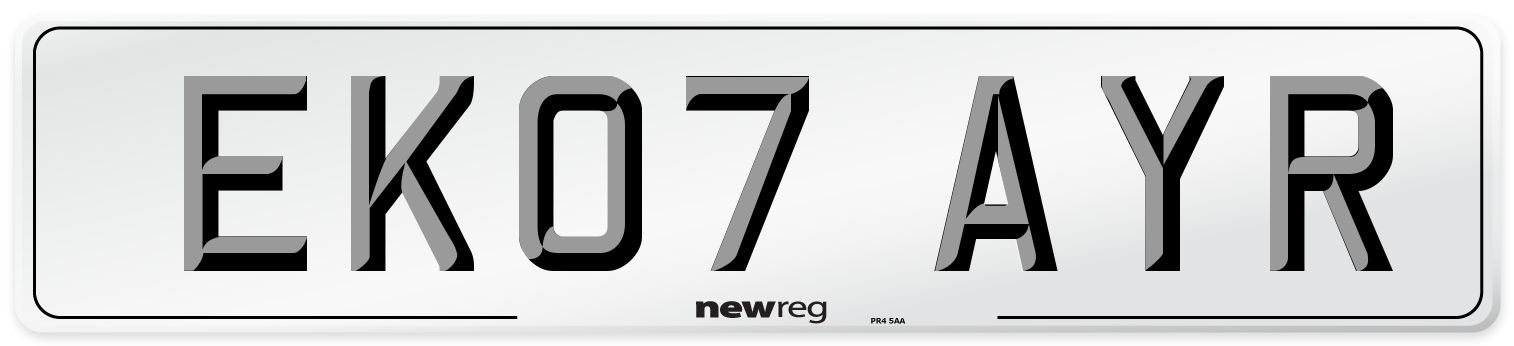 EK07 AYR Number Plate from New Reg
